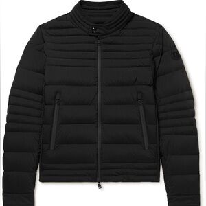 Moncler Pires Logo Appliquéd Quilted Shell Down Biker Jacket Black size 4